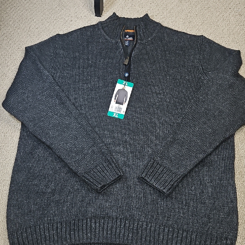 NWT RAINFOREST Charcoal Quarter Zip Sweater